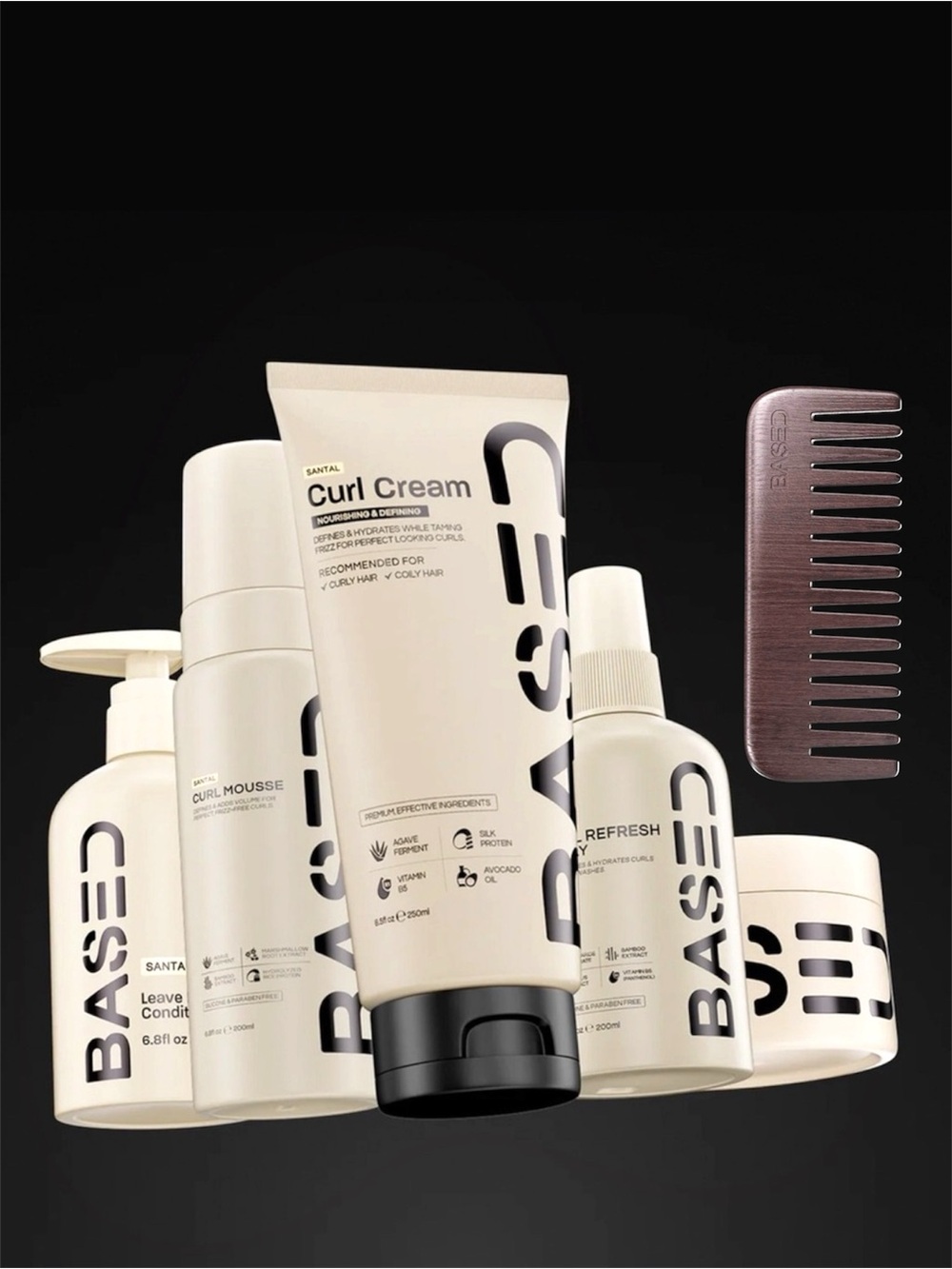 BASED BODYWORKS Complete Curly Kit Set NWT Curl Cream Gel Mousse Leave In Spray
